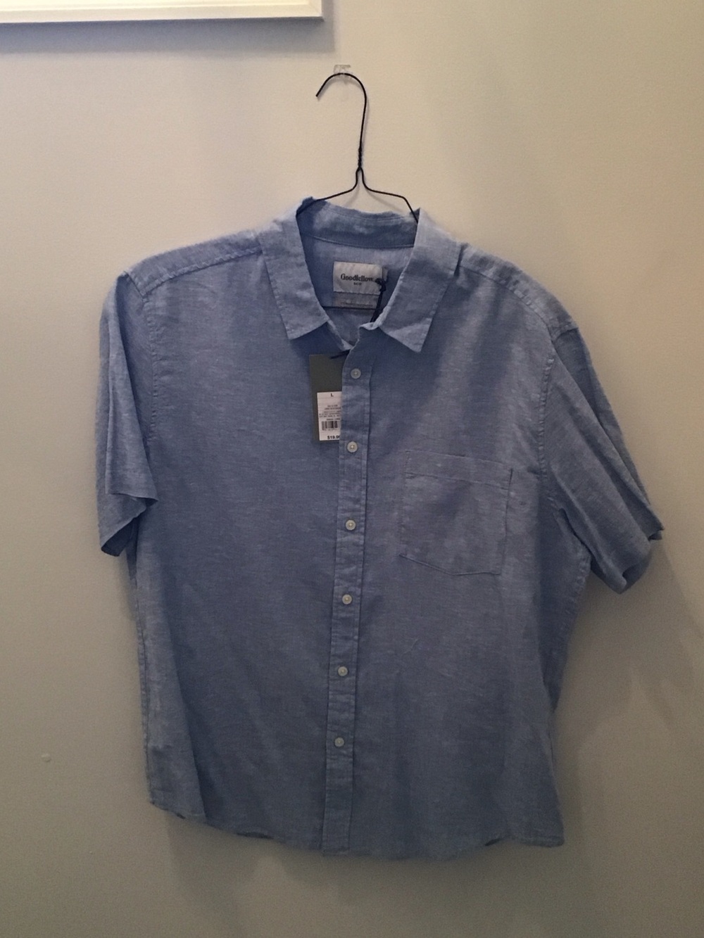 Goodfellow & Co Light Blue Short-Sleeve Linen-Blend Button-Down